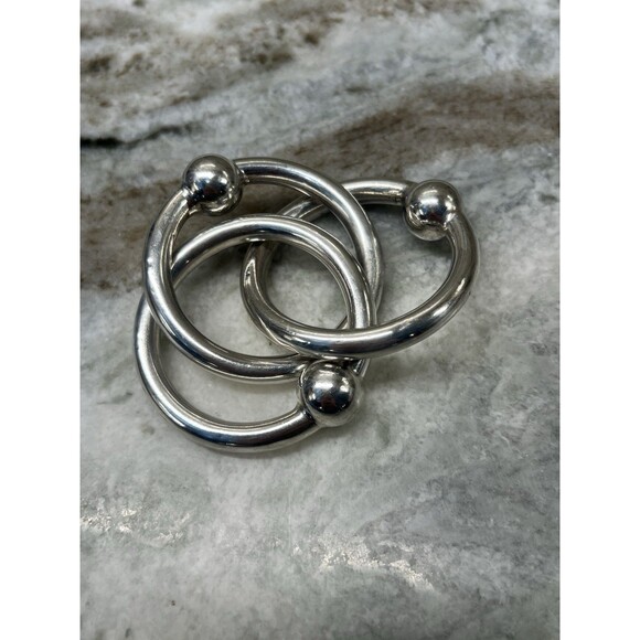 Lunt Other - 3 ring Silver Baby Rattle/teether Lunt-C303 Vintage Classic Rattler Shiny